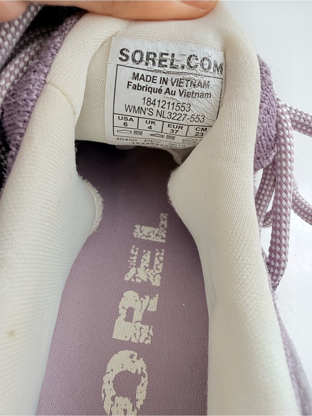 Sorel Kinetic Impact Lace women size 6 Lavender Knit Lace-Up Women's Sneakers - Picture 4 of 6